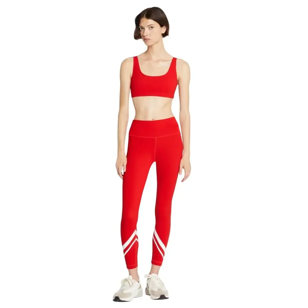 Tory Burch Sculpt Compression Chevron 7/8 Legging Radient Red White XL